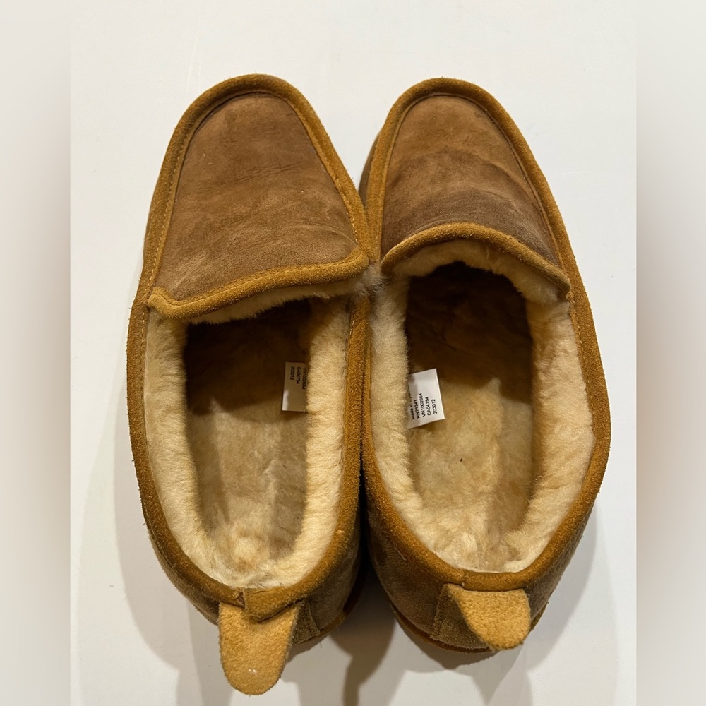 LL. Bean Tan Suede Wicked Good Slippers‎ with Sheepskin Shearling Lining Sz. 10 - Picture 3 of 8